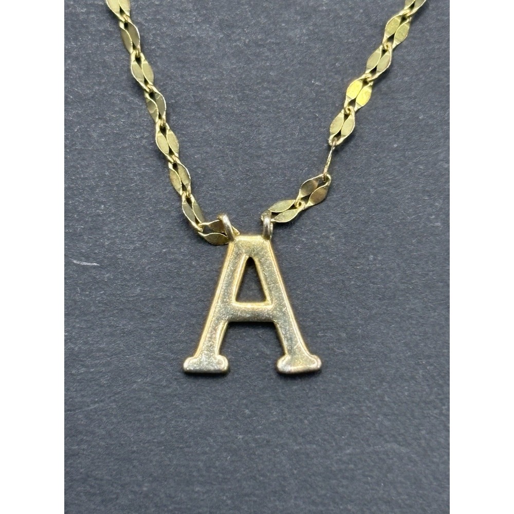 EUC 18" Gold Sterling Silver Letter Initial "A" Pendant Necklace G9